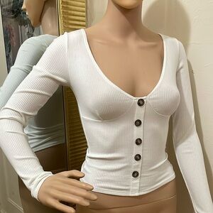 Reformation long sleeve white blouse